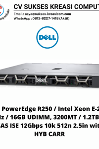 Dell PowerEdge R250 / Intel Xeon E-2334 3.4GHz / 16GB UDIMM, 3200MT / 1.2TB Hard Drive SAS ISE 12Gbps 10k 512n 2.5in with 3.5in HYB CARR